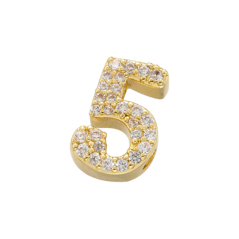 10pcs/Lot 11*7mm CZ Paved Number Spacers-Gold & Silver