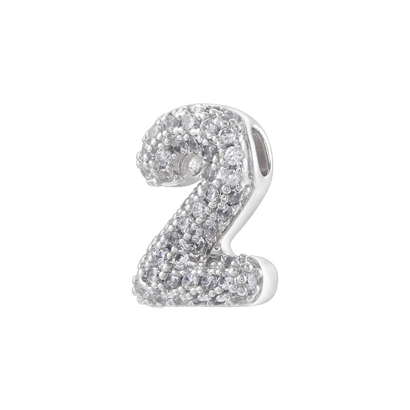 10pcs/lot CZ Paved Number Spacers-Gold & Silver