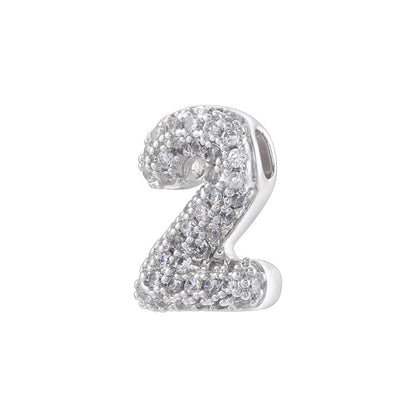10pcs/lot CZ Paved Number Spacers-Gold & Silver