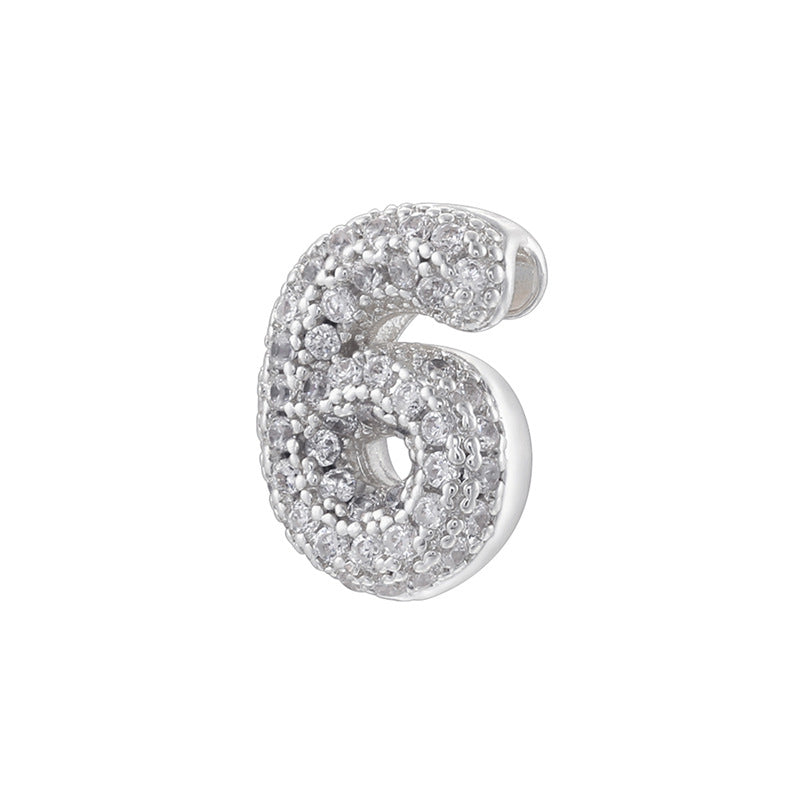 10pcs/lot CZ Paved Number Spacers-Gold & Silver