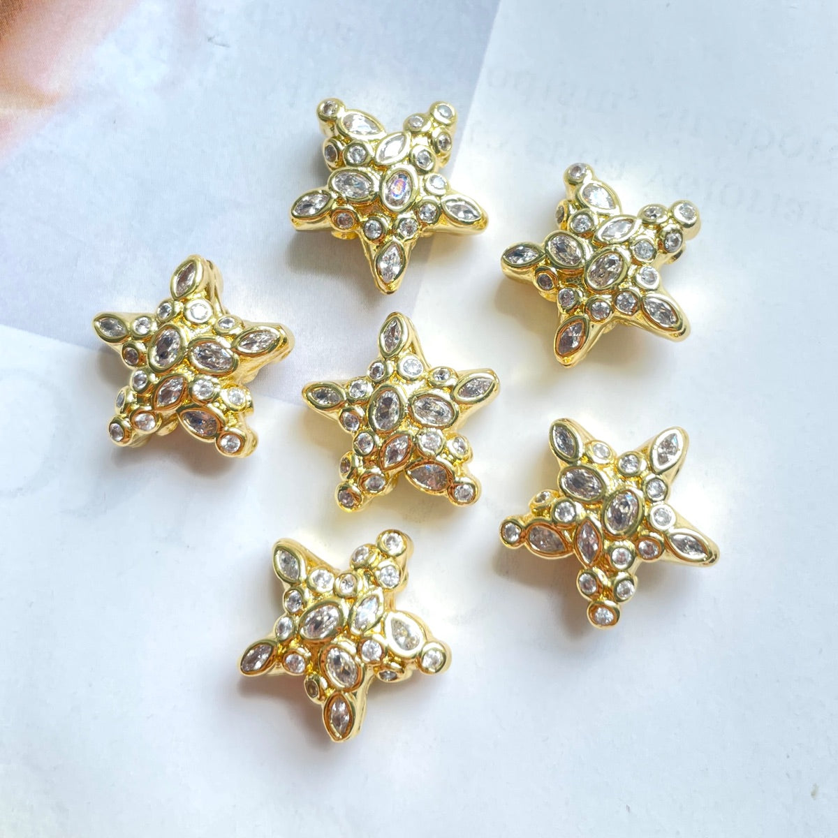5-10pcs/lot 15*15.2mm Colorful Clear CZ Star Beads Spacers