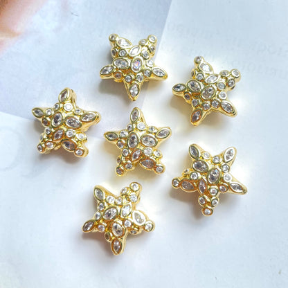 5-10pcs/lot 15*15.2mm Colorful Clear CZ Star Beads Spacers