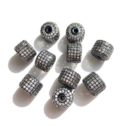 10-20pcs/lot 9.6*7.4mm CZ Paved Wheel Spacers Clear on Black CZ Paved Spacers New Spacers Arrivals Rondelle Beads Charms Beads Beyond