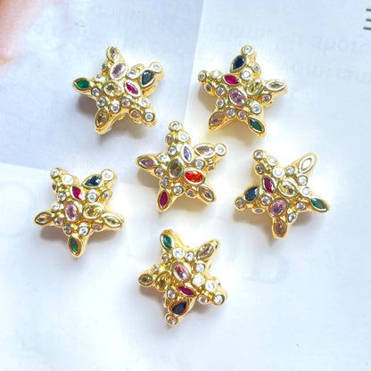 5-10pcs/lot 15*15.2mm Colorful Clear CZ Star Beads Spacers