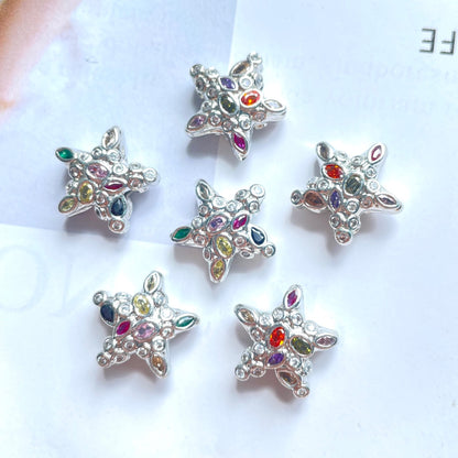 5-10pcs/lot 15*15.2mm Colorful Clear CZ Star Beads Spacers