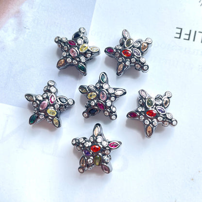 5-10pcs/lot 15*15.2mm Colorful Clear CZ Star Beads Spacers
