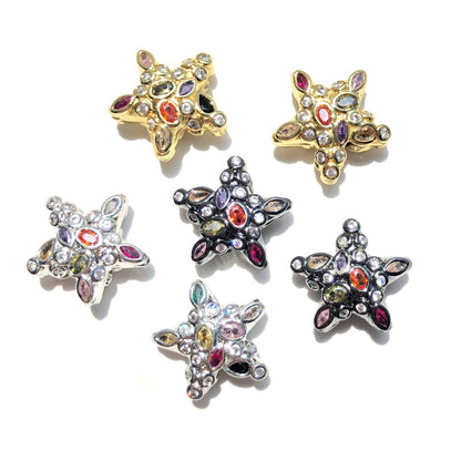 5-10pcs/lot 15*15.2mm Colorful Clear CZ Star Beads Spacers
