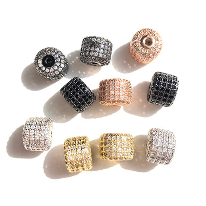 10-20pcs/lot 9.6*7.4mm CZ Paved Wheel Spacers Mix Colors CZ Paved Spacers New Spacers Arrivals Rondelle Beads Charms Beads Beyond