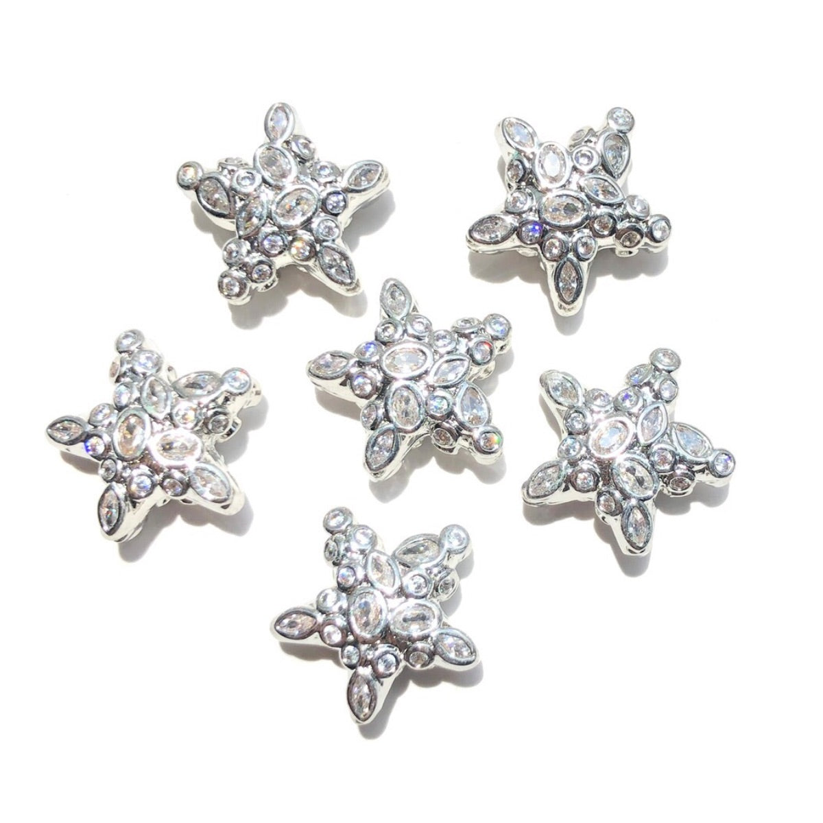 5-10pcs/lot 15*15.2mm Colorful Clear CZ Star Beads Spacers