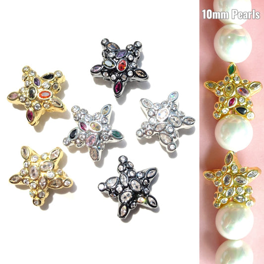 5-10pcs/lot 15*15.2mm Colorful Clear CZ Star Beads Spacers