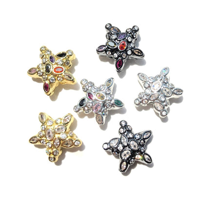 5-10pcs/lot 15*15.2mm Colorful Clear CZ Star Beads Spacers