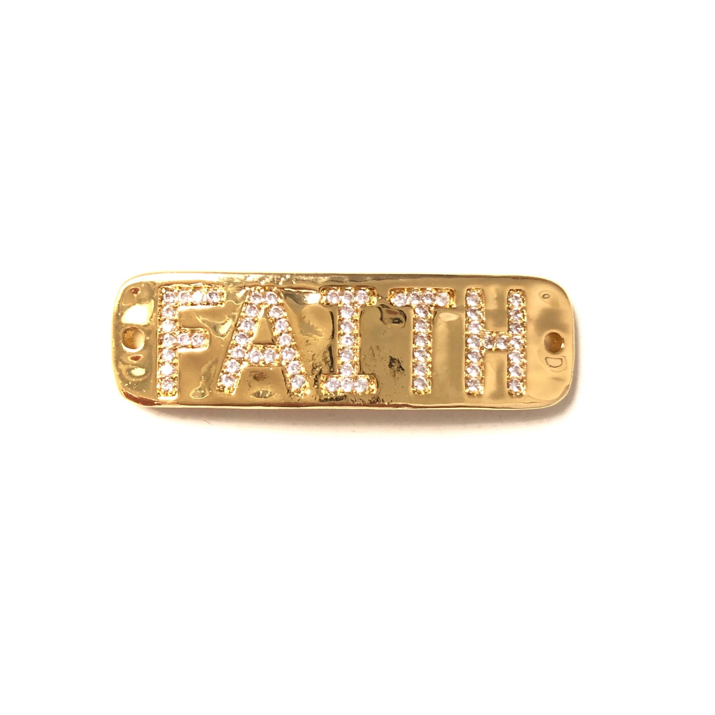 10pcs/lot 47*14mm CZ Paved FAITH Word Connectors Gold CZ Paved Connectors Word Connectors Charms Beads Beyond