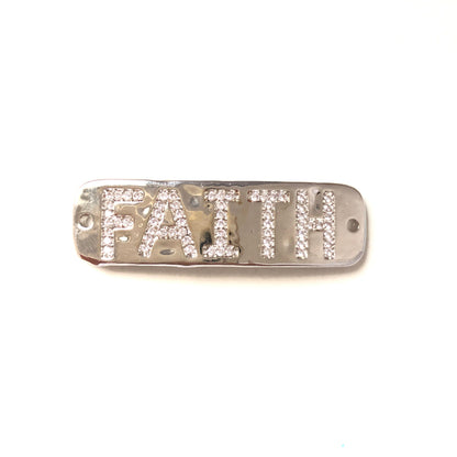 10pcs/lot 47*14mm CZ Paved FAITH Word Connectors Silver CZ Paved Connectors Word Connectors Charms Beads Beyond