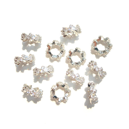 10-20-50pcs/lot 8.7*4.2mm CZ Paved Rondelle Wheel Spacers