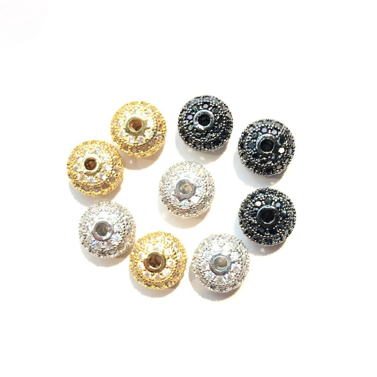 10-20pcs/lot 10mm, 11.5mm, 13mm CZ Paved Wheel Spacers
