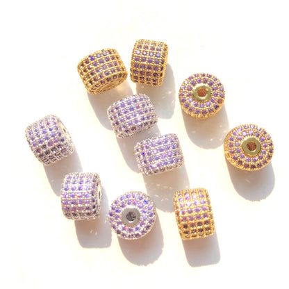 10-20pcs/lot 9.6*7.4mm Colorful CZ Paved Wheel Spacers