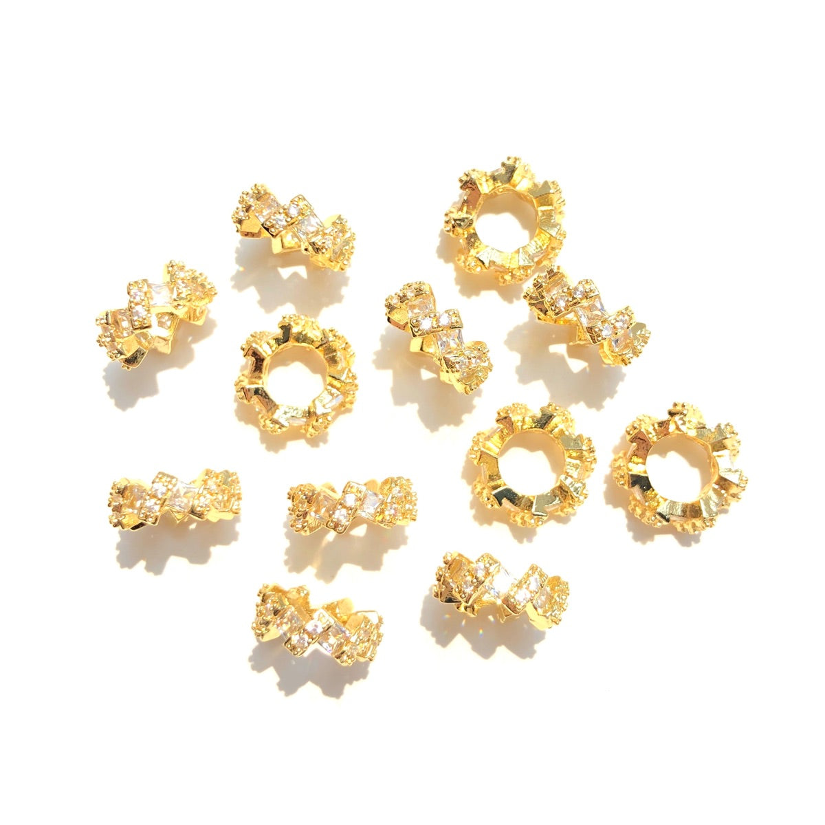 10-20-50pcs/lot 8.7*4.2mm CZ Paved Rondelle Wheel Spacers