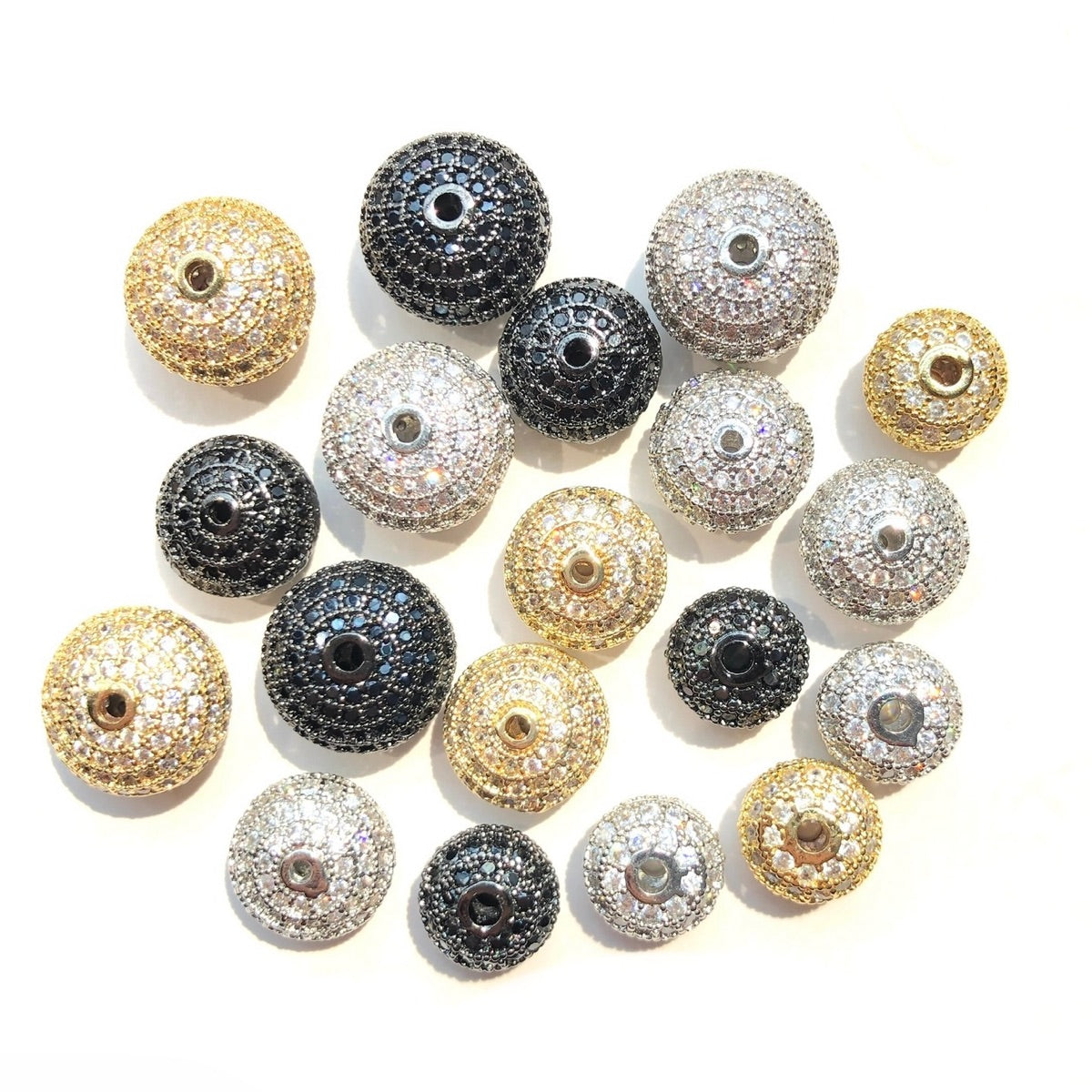 10-20pcs/lot 10mm, 11.5mm, 13mm CZ Paved Wheel Spacers