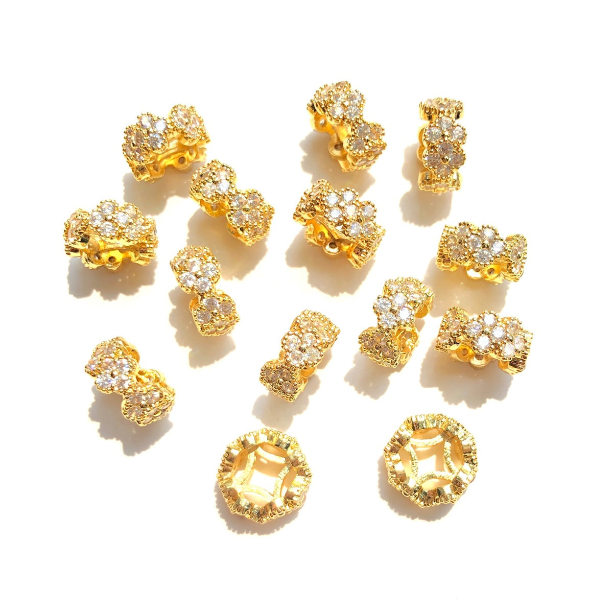 10-20-50pcs/lot 9.6*4.5mm CZ Paved Clover Wheel Spacers