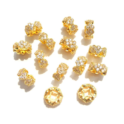 10-20-50pcs/lot 9.6*4.5mm CZ Paved Clover Wheel Spacers