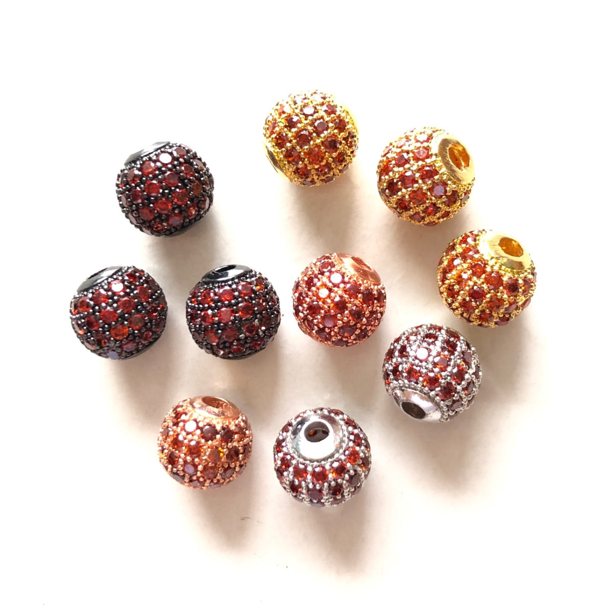 10pcs/lot 6mm, 8mm Colorful CZ Paved Ball Spacers Mix Colors Reddish Orange CZ Paved Spacers 6mm Beads 8mm Beads Ball Beads Colorful Zirconia New Spacers Arrivals Charms Beads Beyond