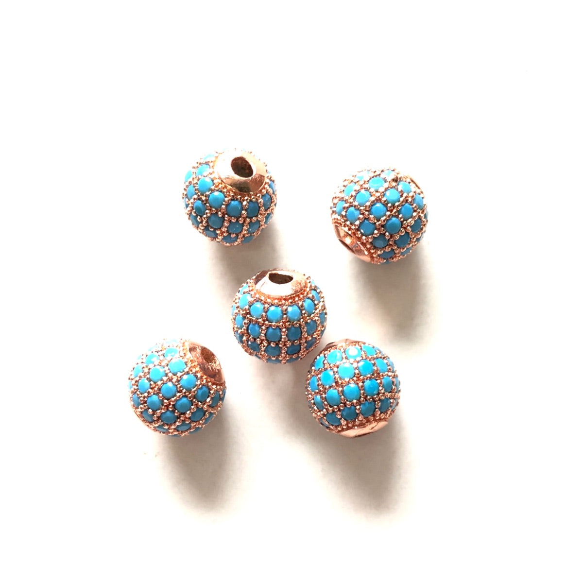 10pcs/lot 6mm, 8mm Colorful CZ Paved Ball Spacers Rose Gold Turquoise CZ Paved Spacers 6mm Beads 8mm Beads Ball Beads Colorful Zirconia New Spacers Arrivals Charms Beads Beyond