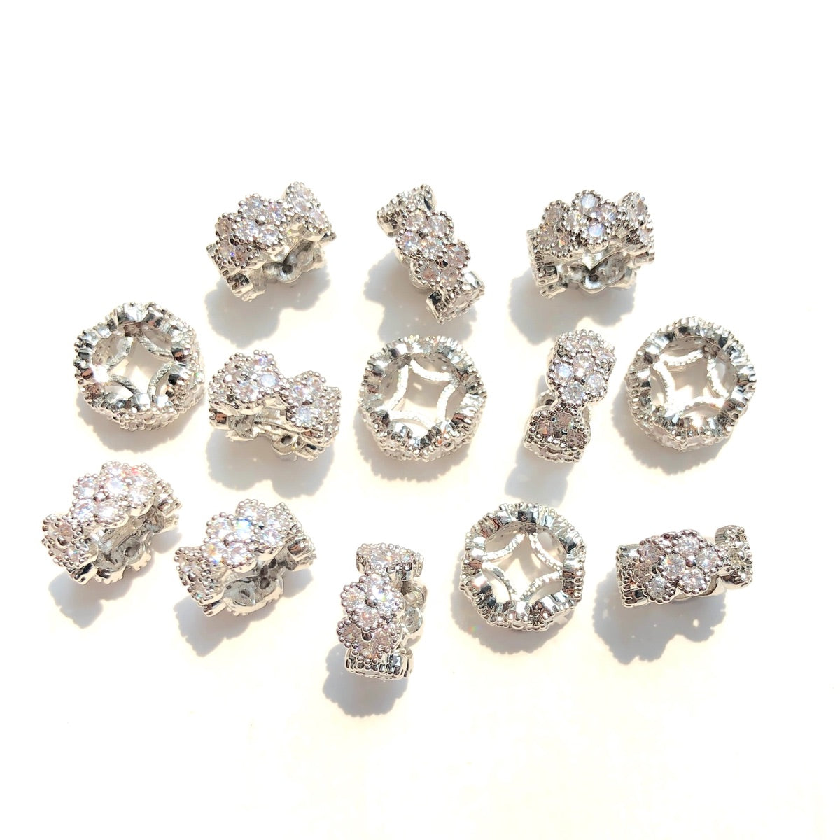 10-20-50pcs/lot 9.6*4.5mm CZ Paved Clover Wheel Spacers