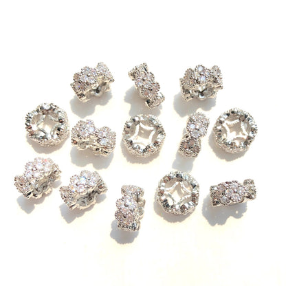 10-20-50pcs/lot 9.6*4.5mm CZ Paved Clover Wheel Spacers