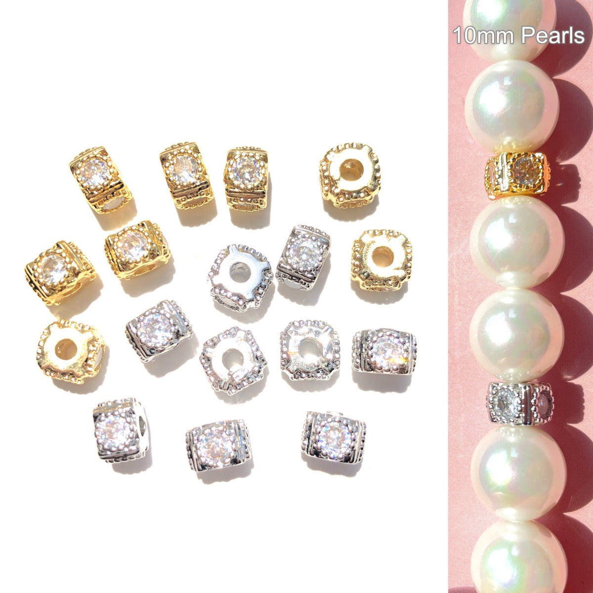 20-50pcs/lot 6*4.5mm CZ Paved Square Spacers CZ Paved Spacers New Spacers Arrivals Rondelle Beads Wholesale Charms Beads Beyond