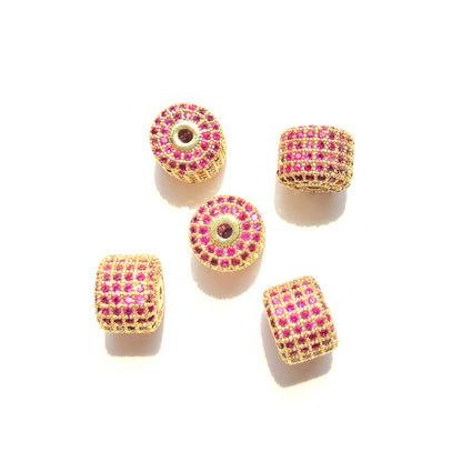 10-20pcs/lot 9.6*7.4mm Colorful CZ Paved Wheel Spacers