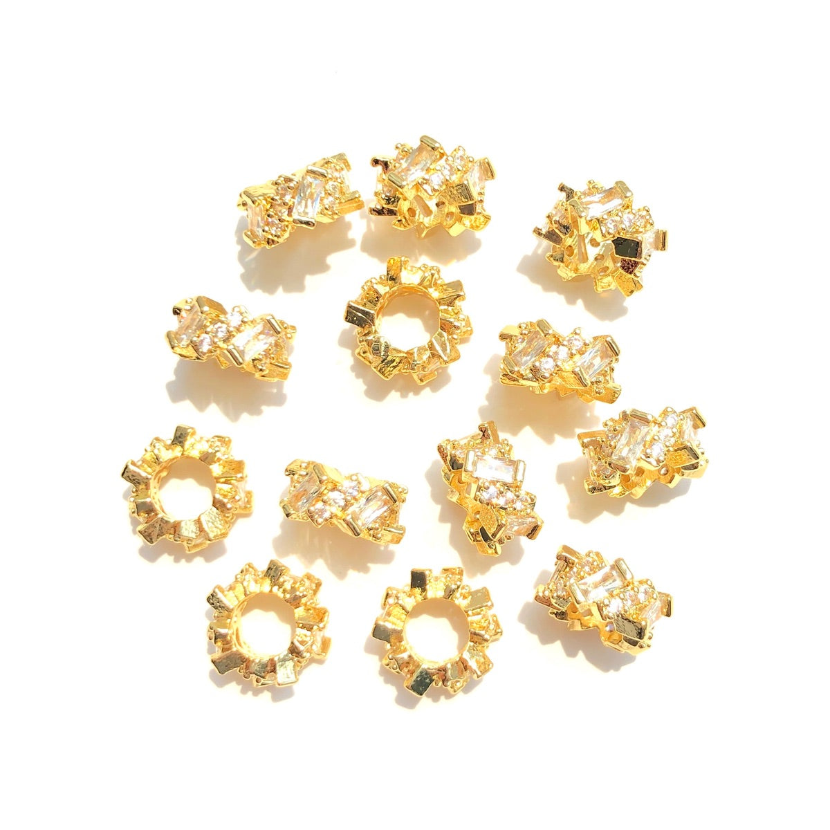 10-20-50pcs/lot 10.5*4mm CZ Paved Rondelle Wheel Spacers