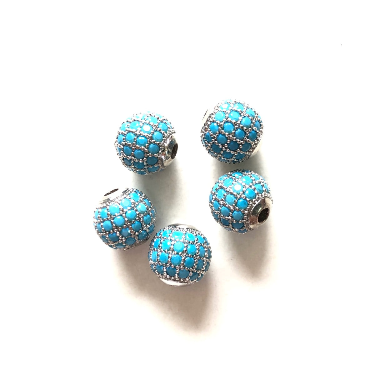 10pcs/lot 6mm, 8mm Colorful CZ Paved Ball Spacers Silver Turquoise CZ Paved Spacers 6mm Beads 8mm Beads Ball Beads Colorful Zirconia New Spacers Arrivals Charms Beads Beyond