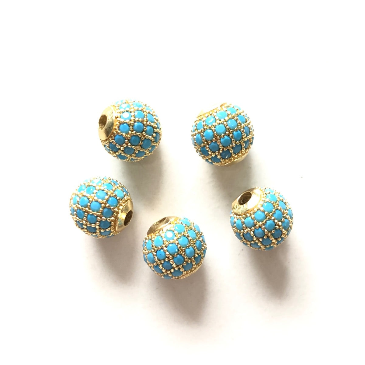 10pcs/lot 6mm, 8mm Colorful CZ Paved Ball Spacers Gold Turquoise CZ Paved Spacers 6mm Beads 8mm Beads Ball Beads Colorful Zirconia New Spacers Arrivals Charms Beads Beyond