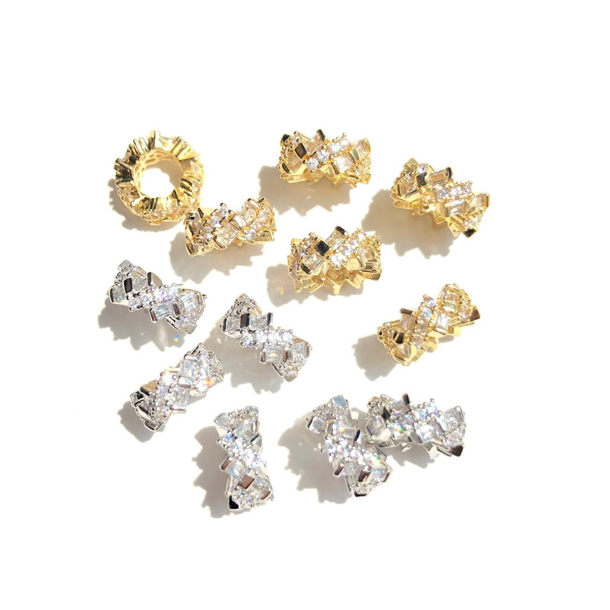 10-20-50pcs/lot 10*4.5mm CZ Paved Big Hole Wheel Spacers Mix Colors CZ Paved Spacers New Spacers Arrivals Rondelle Beads Wholesale Charms Beads Beyond