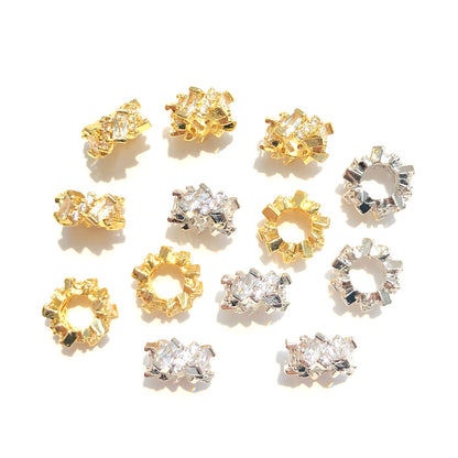 10-20-50pcs/lot 10.5*4mm CZ Paved Rondelle Wheel Spacers