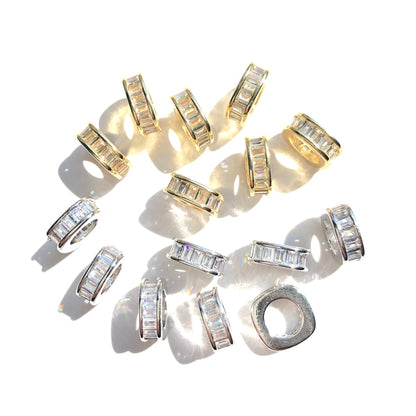 10-20-50pcs/lot 9.6*3.5mm Rectangle CZ Paved Square Wheel Spacers Mix Colors CZ Paved Spacers New Spacers Arrivals Rondelle Beads Wholesale Charms Beads Beyond