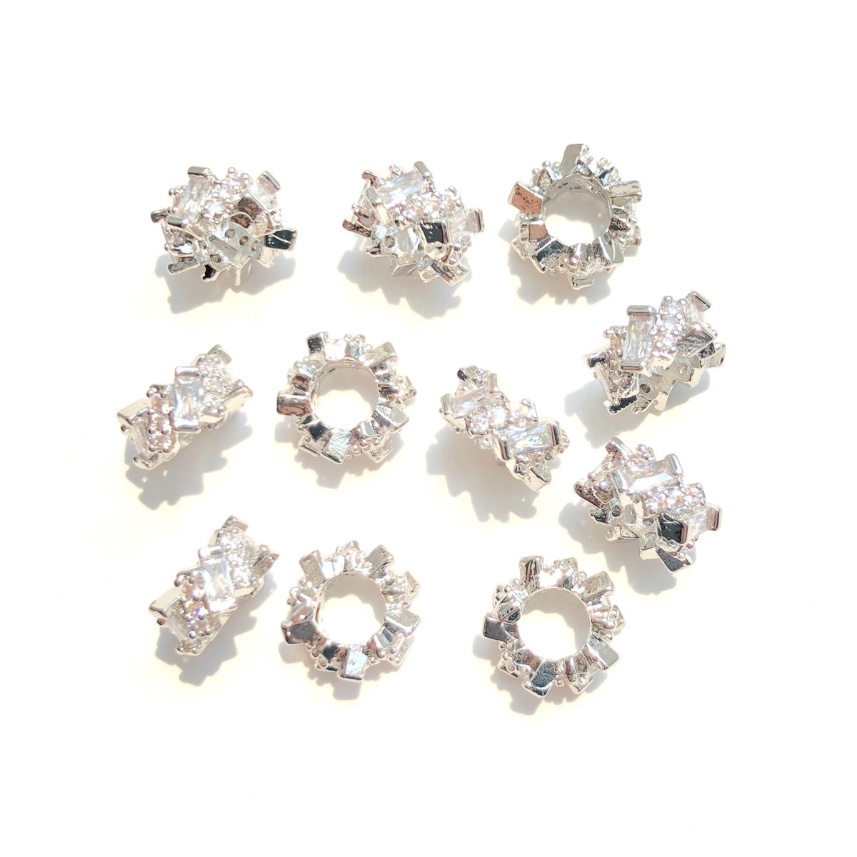 10-20-50pcs/lot 10.5*4mm CZ Paved Rondelle Wheel Spacers