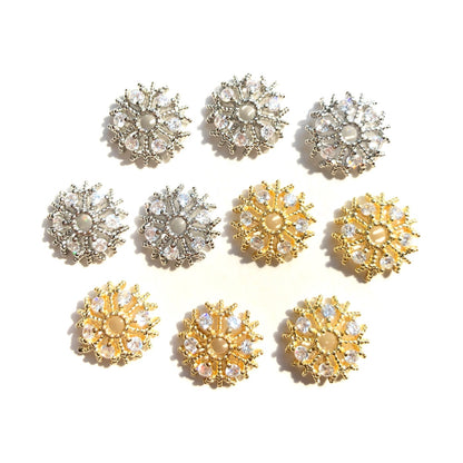 10-20-50pcs/lot CZ Paved Hollow Snowflake Beads Caps Spacers Mix Colors CZ Paved Spacers Beads Caps New Spacers Arrivals Wholesale Charms Beads Beyond