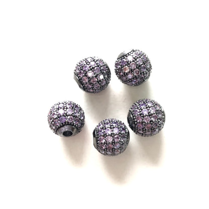10pcs/lot 6mm, 8mm Colorful CZ Paved Ball Spacers Black Purple CZ Paved Spacers 6mm Beads 8mm Beads Ball Beads Colorful Zirconia New Spacers Arrivals Charms Beads Beyond