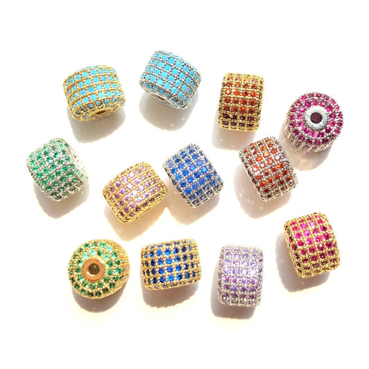 10-20pcs/lot 9.6*7.4mm Colorful CZ Paved Wheel Spacers
