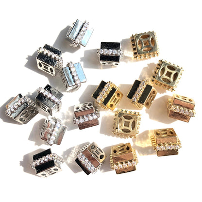 20-50pcs/lot 8.4*6.2mm CZ Pave Square Spacers Mix Colors CZ Paved Spacers New Spacers Arrivals Wholesale Charms Beads Beyond