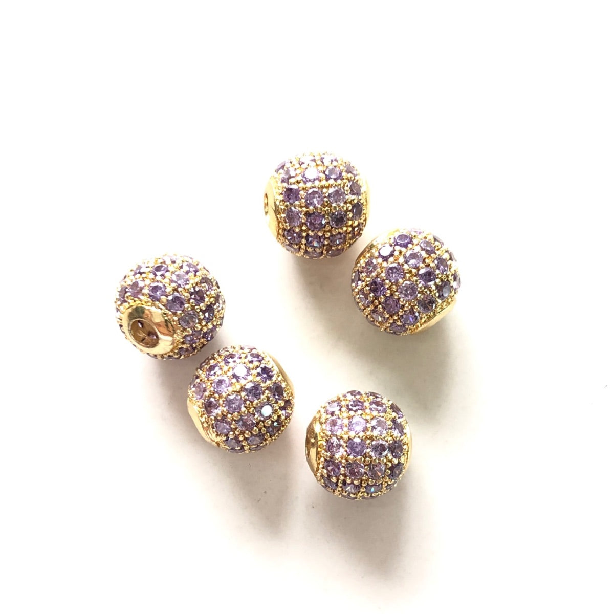 10pcs/lot 6mm, 8mm Colorful CZ Paved Ball Spacers Gold Purple CZ Paved Spacers 6mm Beads 8mm Beads Ball Beads Colorful Zirconia New Spacers Arrivals Charms Beads Beyond