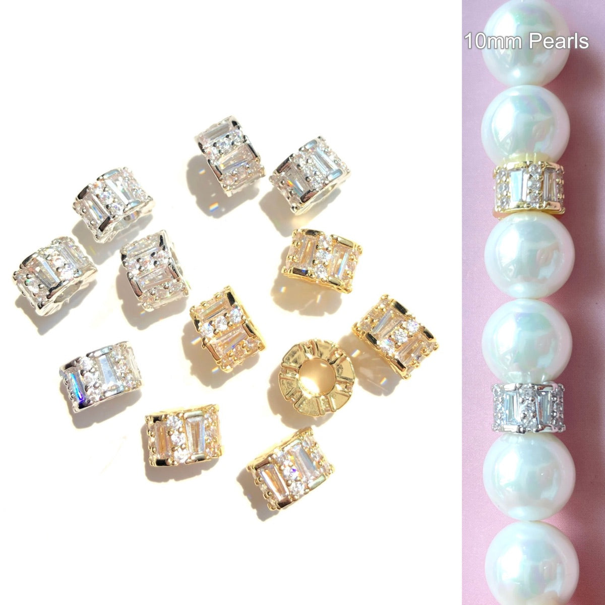 10-20-50pcs/lot 8*5.2mm Trapezoid CZ Paved Rondelle Wheel Spacers CZ Paved Spacers New Spacers Arrivals Rondelle Beads Wholesale Charms Beads Beyond