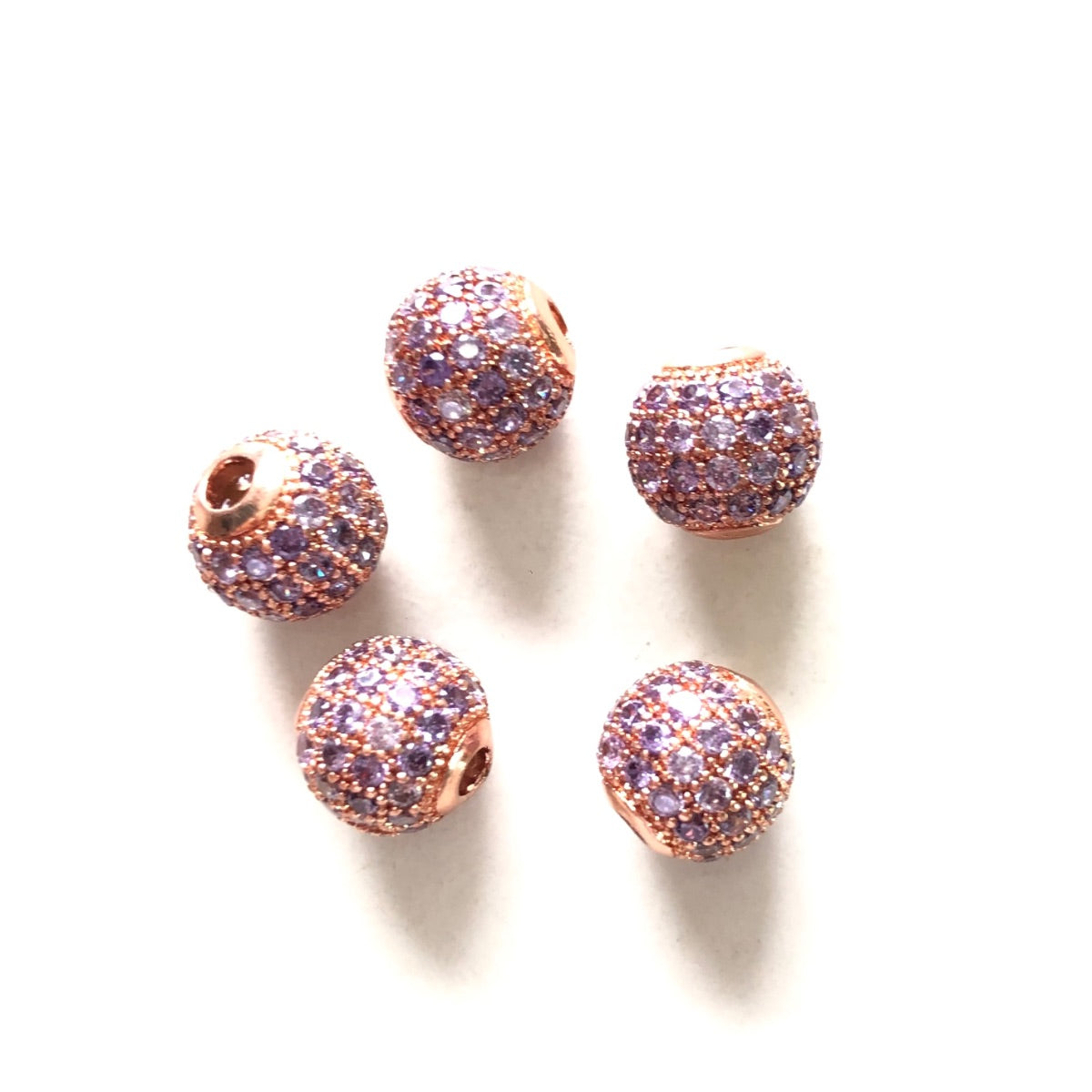 10pcs/lot 6mm, 8mm Colorful CZ Paved Ball Spacers Rose Gold Purple CZ Paved Spacers 6mm Beads 8mm Beads Ball Beads Colorful Zirconia New Spacers Arrivals Charms Beads Beyond