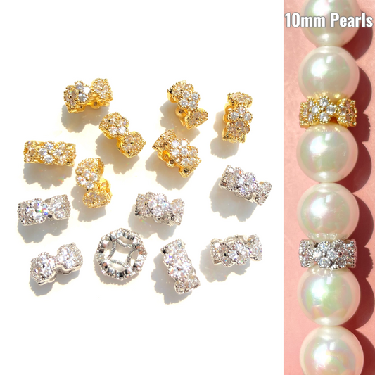 10-20-50pcs/lot 9.6*4.5mm CZ Paved Clover Wheel Spacers