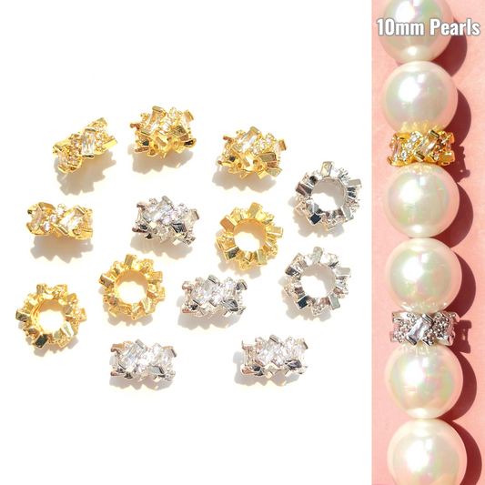 10-20-50pcs/lot 10.5*4mm CZ Paved Rondelle Wheel Spacers