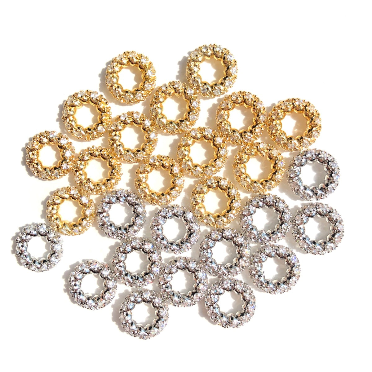 10-20-50pcs/lot 8mm CZ Pave Rondelle Wheel Spacers Mix Colors CZ Paved Spacers Big Hole Beads New Spacers Arrivals Rondelle Beads Wholesale Charms Beads Beyond