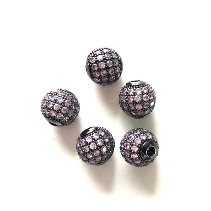 10pcs/lot 6mm, 8mm Colorful CZ Paved Ball Spacers Black Pink CZ Paved Spacers 6mm Beads 8mm Beads Ball Beads Colorful Zirconia New Spacers Arrivals Charms Beads Beyond