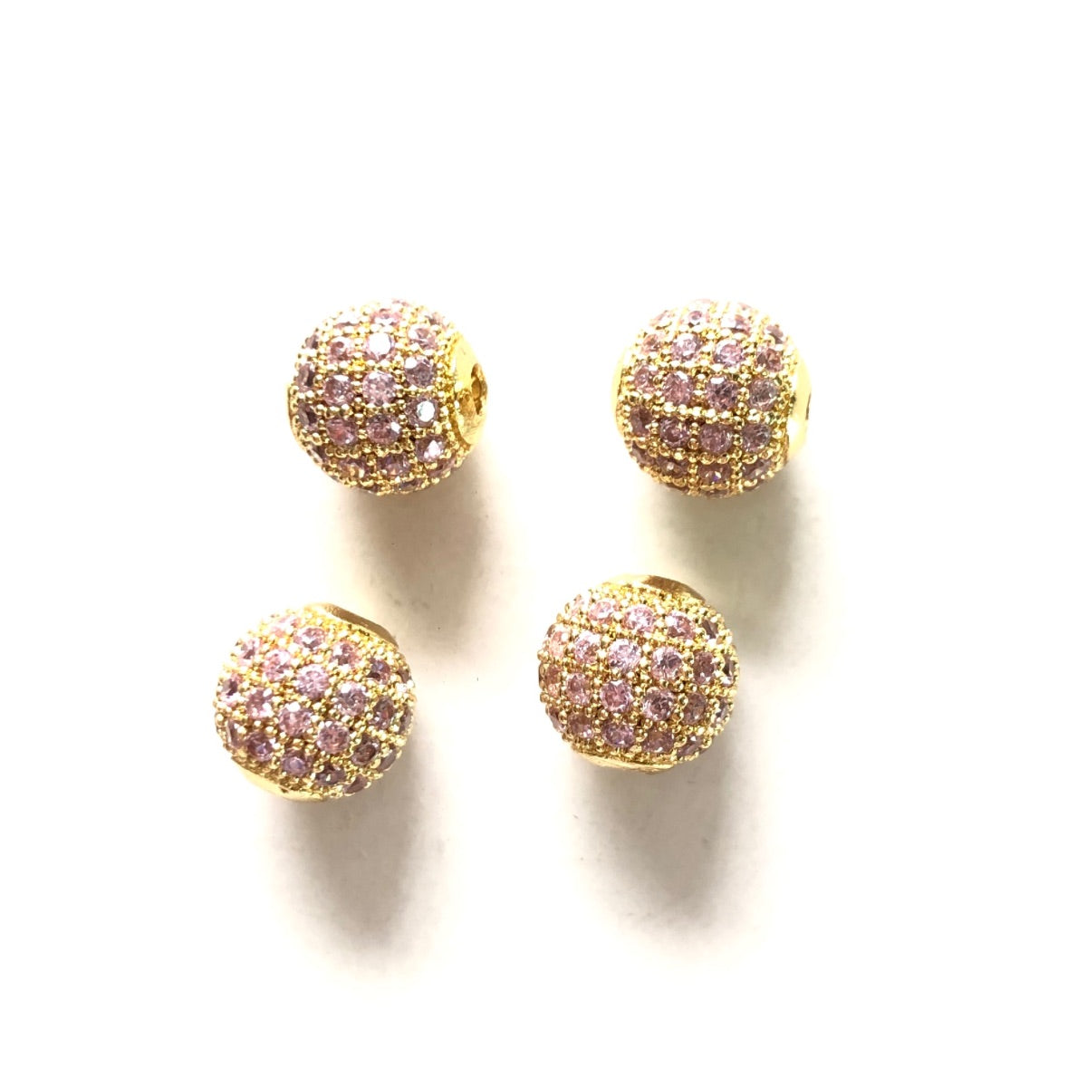 10pcs/lot 6mm, 8mm Colorful CZ Paved Ball Spacers Gold Pink CZ Paved Spacers 6mm Beads 8mm Beads Ball Beads Colorful Zirconia New Spacers Arrivals Charms Beads Beyond