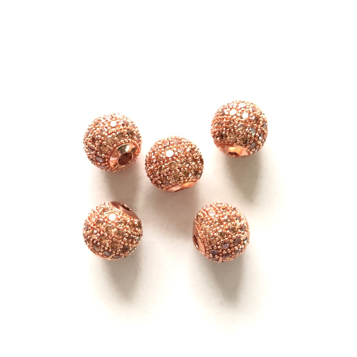 10pcs/lot 6mm, 8mm Colorful CZ Paved Ball Spacers Rose Gold Champange CZ Paved Spacers 6mm Beads 8mm Beads Ball Beads Colorful Zirconia New Spacers Arrivals Charms Beads Beyond